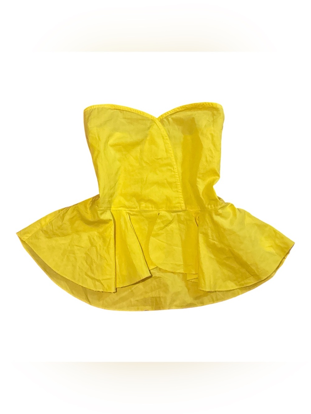 Y2K Strapless Yellow Peplum Bustier Top